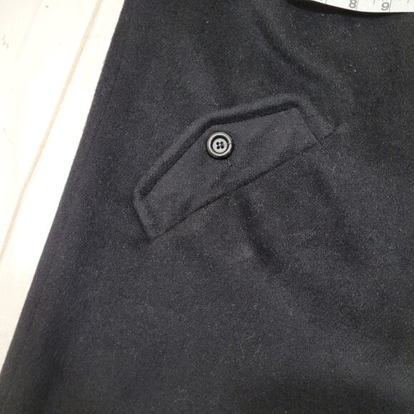 Vintage ILGWU real fox fur trim trench coat peacoat jacket wool - Picture 10 of 15